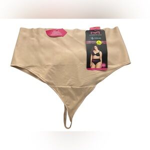 Maidenform Curvy Cooling Shaping Thong Firm Control Beige Plus Size 3X NEW